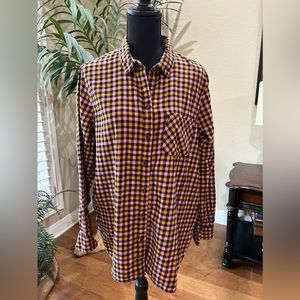 OLD NAVY orange/pink/dark navy plaid flannel size XL